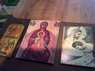 3 Heiligenbilder Auf Holz Maria Jesus Mutter Gottes Bild