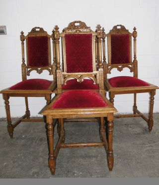 Antike Hochlehnerstühle Stühle Gepolstert Eiche Massiv Gründerzeit Bild