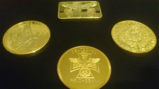 Antik Sehr Schöne Und Selten 4 Münze - 1 Oz Alle Gold - Plated Mit 999/1000 Bild