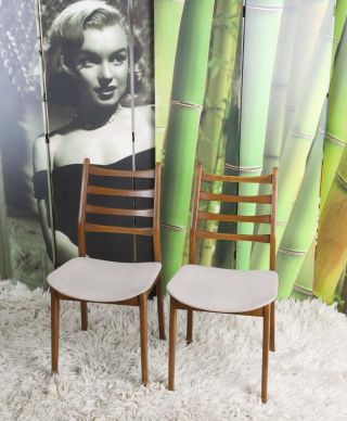 2x Teak - Stuhl Dänisches Design 50/60er Sixties Vintage Dining Chair Chaise Bild