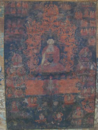 Wertvoller Antiker Thangka Tibet Lama Buddha Nepal Feinste Malerei Budda Bild