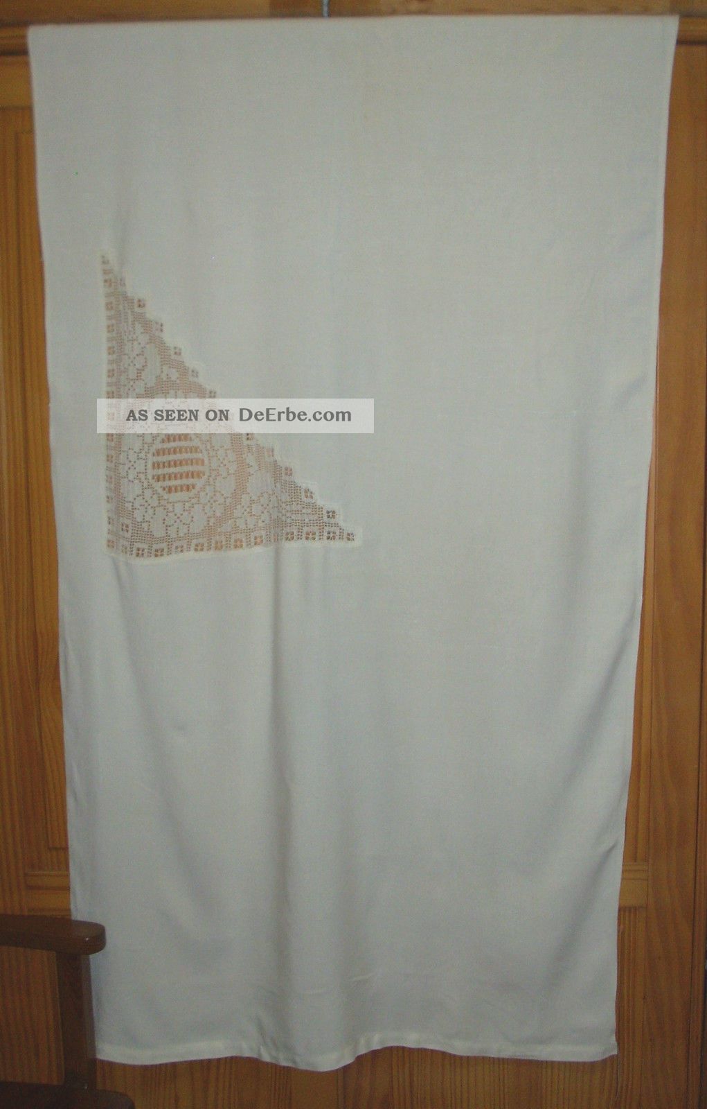 Antiker Stoff Creme Mit Hohlsaumstickerei 141x85,  5cm Übertuch Für Sessel? Textilien & Weißwäsche Bild