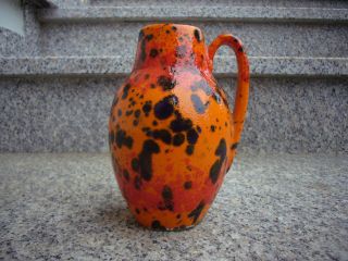 Small Wgp West German Pottery Vase,  Fat Lava Volcano Orange Glaze Bild