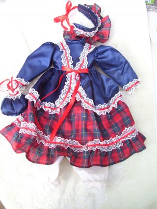 Alte Puppenkleidung Blueredfine Dress Outfit Vintage Doll Clothes 40cm Doll Girl Bild