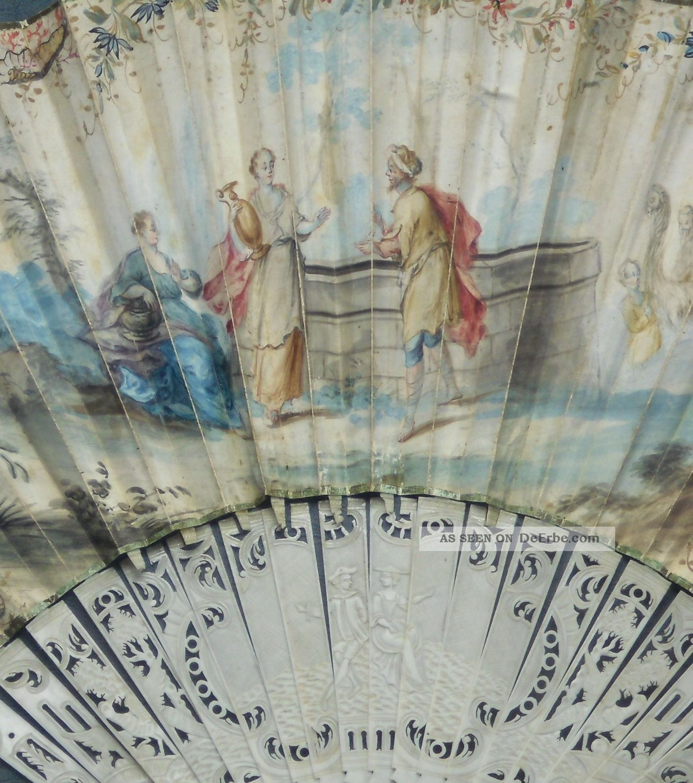 Antique 18th Century Fan Fächer Eventail Ventaglio Ancien Antik Accessoires Bild