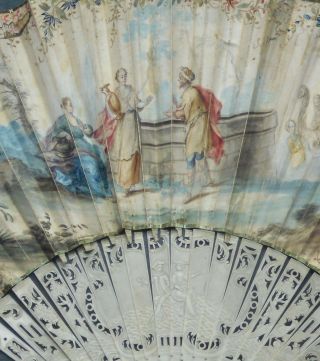 Antique 18th Century Fan Fächer Eventail Ventaglio Ancien Antik Bild