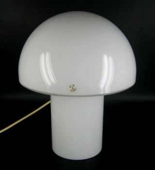 Peill & Putzler Glas Lampe / Tischlampe Weiss Pilzlampe Glass Mushroom Lamp Bild