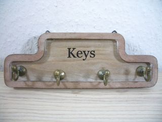 Schlüsselbrett Schlüsselleiste Natur Braun 4 Aufhänger Schlüsselhalter Kl Bild