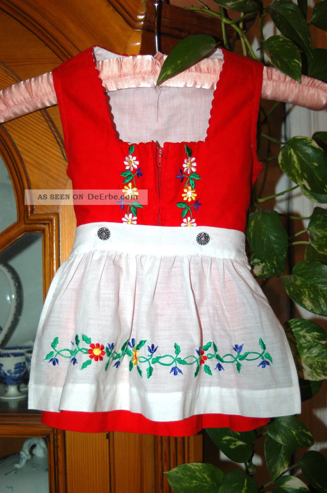 Herziges Mädchen Dirndl - Kleid Mit Schürze - Ca.  60er Jahre - Gr.  92 Kleidung Bild