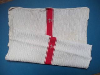 Leinenhandtücher 1 Stück Antik Ca.  1900 Weiß - Rot Bild
