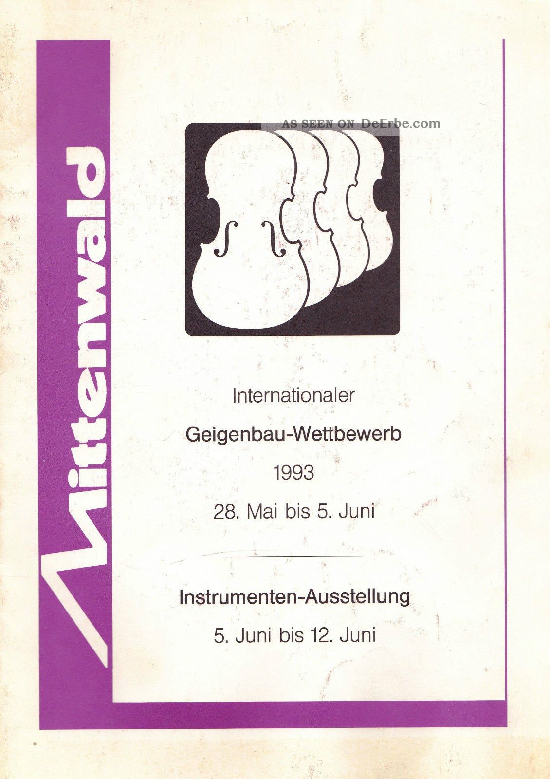 Geigenbau - Wettbewerb Ausstellungskatalog Mittenwald 1993 Antiquarische Bücher Bild