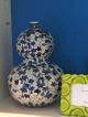 Chinesische Vase Blau - Weiß Porzellan Mingvase Kürbisform Chinavase Ming Kalligra Entstehungszeit nach 1945 Bild 1