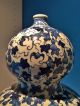 Chinesische Vase Blau - Weiß Porzellan Mingvase Kürbisform Chinavase Ming Kalligra Entstehungszeit nach 1945 Bild 3