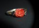 Ring Silber 800 Fingerring Geschnitzte Rote Koralle Rose Blätter Jugendstil 1920 Ringe Bild 3