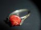 Ring Silber 800 Fingerring Geschnitzte Rote Koralle Rose Blätter Jugendstil 1920 Ringe Bild 4