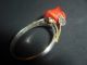 Ring Silber 800 Fingerring Geschnitzte Rote Koralle Rose Blätter Jugendstil 1920 Ringe Bild 6