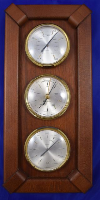 Eschenbach 60er Jahre Wetterstation Thermometer Barometer Hygrometer Teak Bild