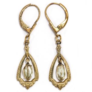 Um 1920: Antike Ohrringe Aus Gold Doublé & Perlen,  Perle,  Perlohring / Earrings Bild