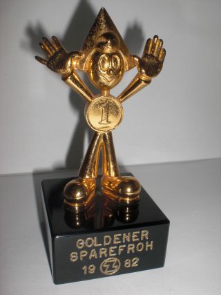 Der Goldene Sparefroh 1982 TopraritÄt Metall Figur 