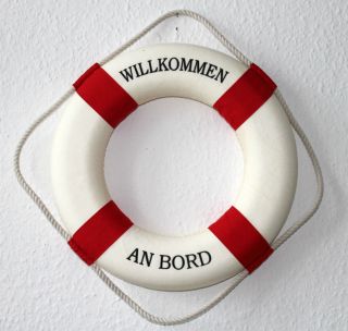 Rettungsring 35cm Rot - Weiss Zur Dekoration Aufschrift Willkommen An Bord Bild