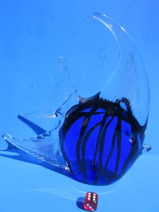 Murano - Scalar - Fisch - Sommerso - Blau Mit Schwarzen Faden - 23 Cm Bild
