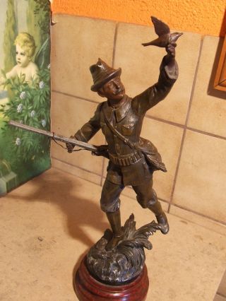 Französische Figur Skulptur Jäger Um 1880 Signiert Bild
