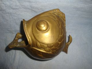 Alter Figuren Aschenbecher Fisch Messing / Bronze Bild