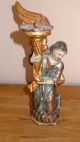 3 Figuren Holz Um 1880 Leuchter - Engel Mutter Gottes Maria Jesu Heiligenschein Vor 1900 Bild 9