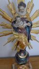 3 Figuren Holz Um 1880 Leuchter - Engel Mutter Gottes Maria Jesu Heiligenschein Vor 1900 Bild 2