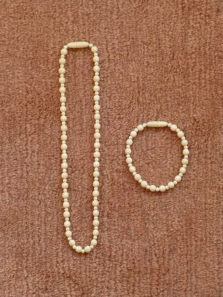 Edles Schmuckset: Halskette,  Armband Aus Bein Perlenkette Perlen Kette Art Deco Bild