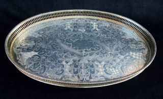 Großes Ovales Silber - Tablett Aus England Bild