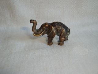 Selt.  Bronzeminiatur Motiv Grüßender Elefant Als Glücksbringer Bild