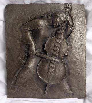 Buderus Relief - Die Cellistin - Heinrich Moshage Sign.  Gusseisen Kunstguss Bild