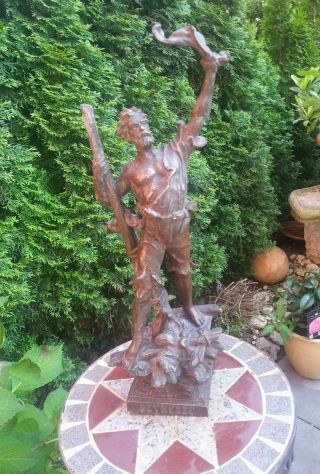 Franz Kaminuhr Statue Um 19 Jh An Restaurator. Bild