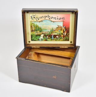 Altes Spieluhr / Spieldosen Gehäuse F.  Symphonion Musikwerk Music Box Automaton Bild