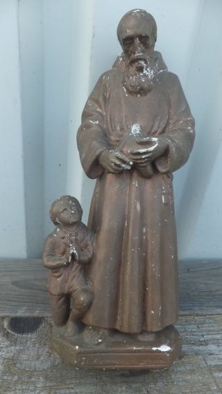 Antike Figur Pater Heiliger Bruder Konrad Mit Kind Bild