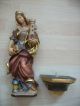 Holzfigur Heilige Barbara Und Zwei Engel/putto Handgeschnitzt GrÖdnertal Skulpturen & Kruzifixe Bild 5