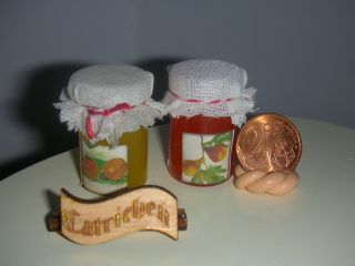 2 Stück Gläser Apfel/birnen - Gelees/puppenküche/emmaladen/puppenhaus Bild