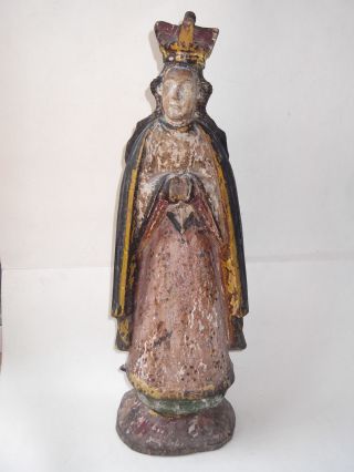 Holzfigur Schnitzerei Skulptur Maria Madonna Um 1800 Bild