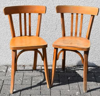 2 Zwei Alte Küchenstühle Kneipen Stuhl Stühle Bauhaus Art Deco Stil Holzstühle Bild
