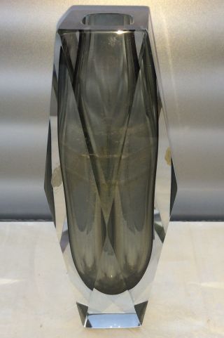 Tolle Vase Blockvase Murano Klarglas - Grau Glasvase Designvase Sammlerstück Bild