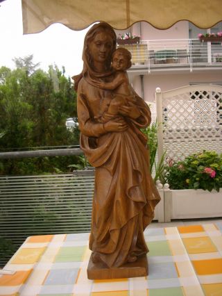 Grosse Holzfigur - Heiligenfigur - Madonna Mit Kind - Südtirol? - Geschnitzt - Deko - Bild