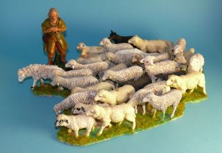 K34: Große Schafszene Unikat Für Alle Krippen Und Zu Marolin - Figuren Bild
