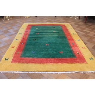 Schön Orginaler Handgeknüpfter Orientteppich Gabbeh Tiermotive Carpet 170x250cm Bild