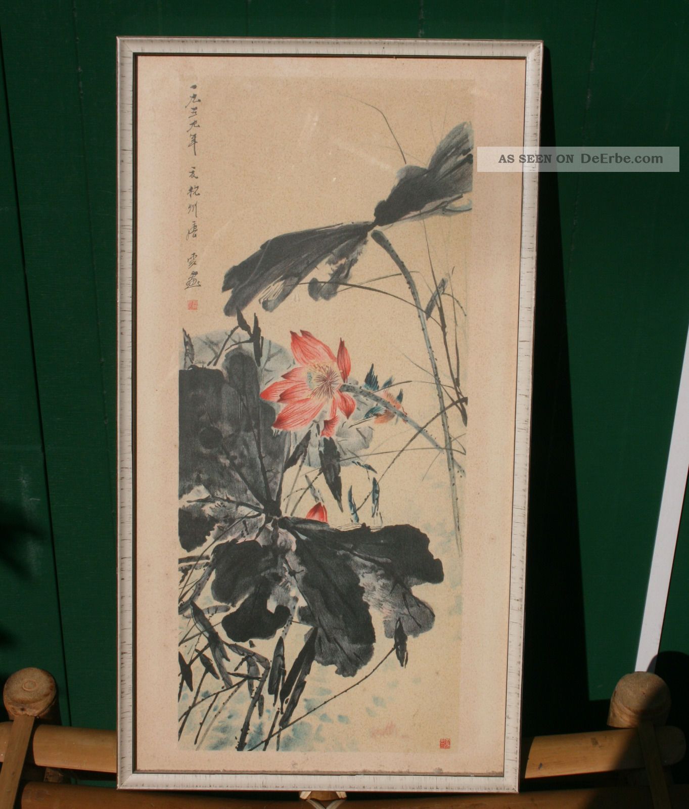 China 1 V.  6 Tuschezeichnung Malerei Signatur Stempel Holzrahmen Glas Schon Alt Entstehungszeit nach 1945 Bild