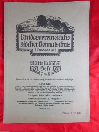 Heft 7/8 Verein Sächs Heimatschutz Dresden 1924 Freiberg Burkhardswalde Meißen Bild