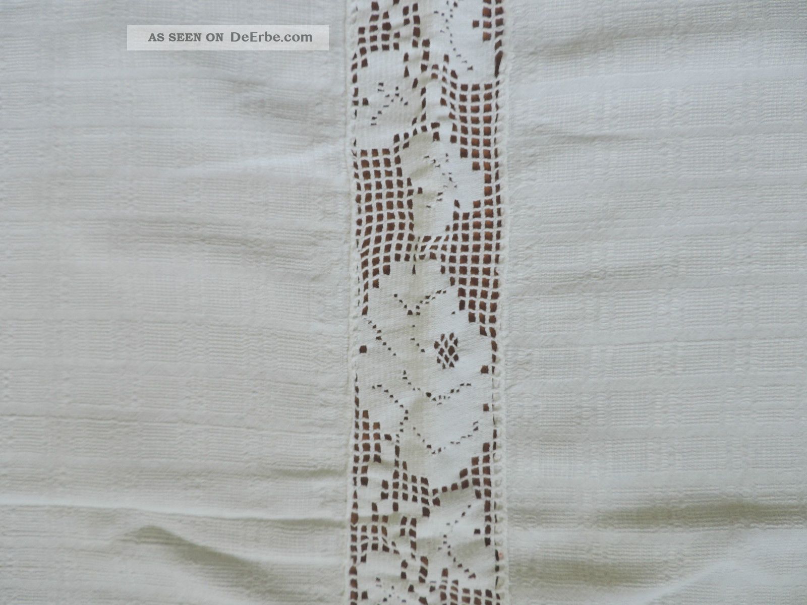 Alte Weiße Tischdecke Mit Spitzenborte Nostalgie Shabby 114x141cm Top Tischdecken Bild