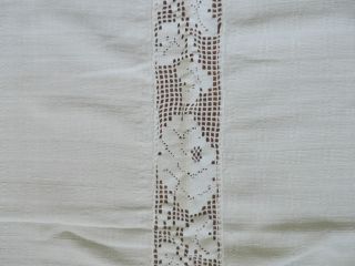 Alte Weiße Tischdecke Mit Spitzenborte Nostalgie Shabby 114x141cm Top Bild