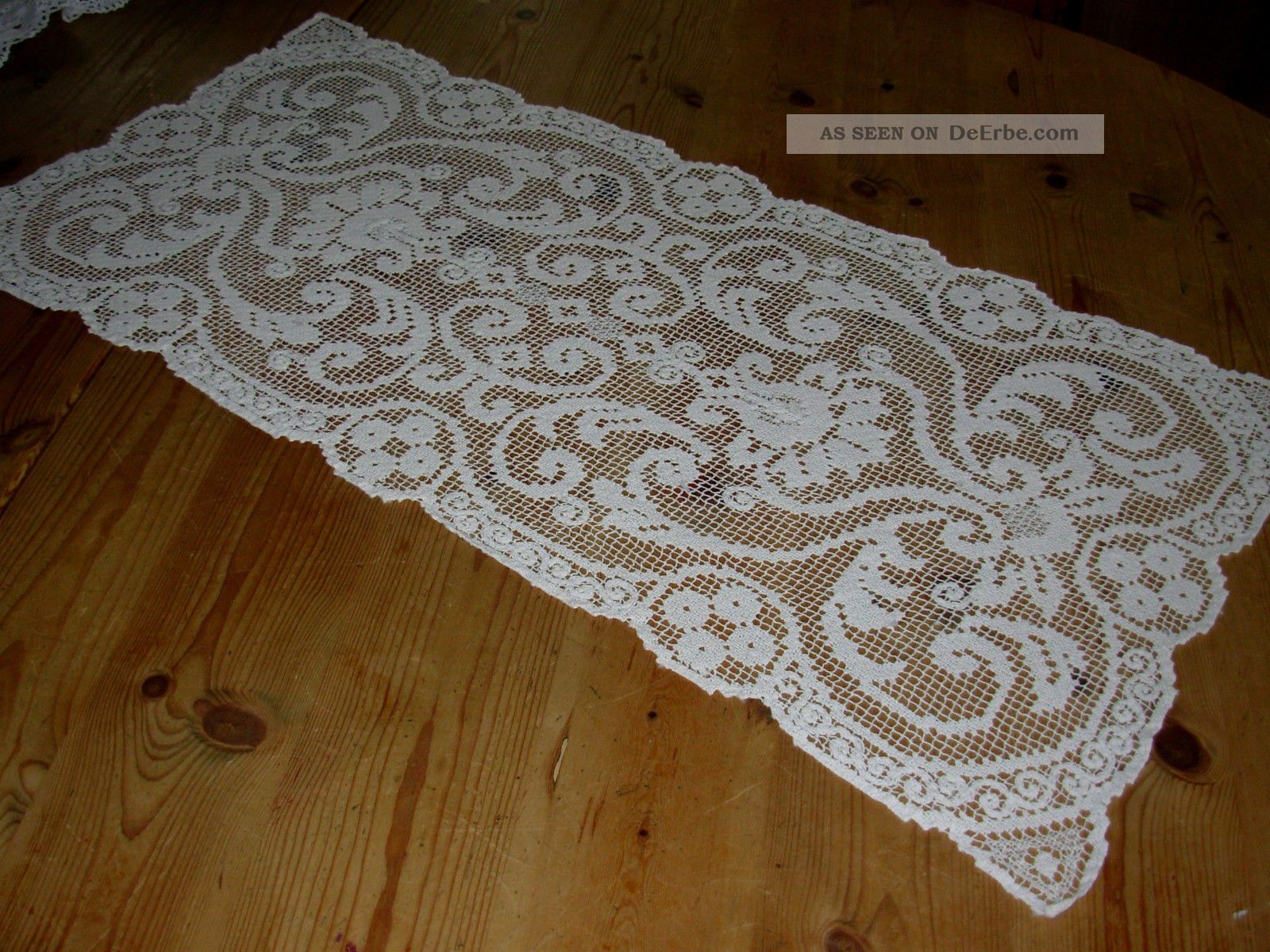 Spitzen Tischläufer - Filetspitze 35 X 70 Cm.  Baumwolle.  Handarbeit. Tischdecken Bild