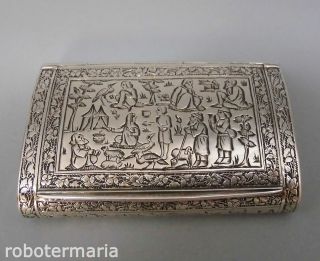 Um 1920: Reich Verzierte Tabatiere Silber,  Silberdose,  Biblische Motive Bild